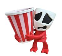 Figurines De Cirque Imprimées en 3D Produits Dérivés De Cirque Masque De Dessin Animé Figurine, Support pour Seau De Pop Corn Récipient à Snacks Rayé Rouge Et Blanc, Seau à Pop Corn avec Support A01