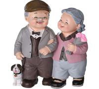 Figurines de couple de personnes âgées amoureuses, figurines en résine « L'amour dure », vie de couple de grands-parents âgés