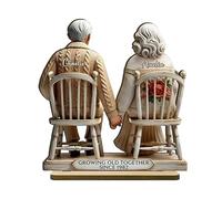 Figurines de couple en bois | Vieillir ensemble - Décoration de table, modèle fait à la main symbolise l'amour et le partenariat durables | Bureau sentimental, petite amie, O