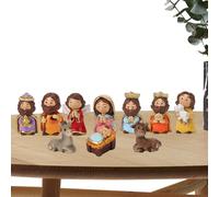 Figurines de crèche de Noël - Crèche de Noël, Lot de 10 décorations de crèche de la Sainte Famille, Figurines de la Vierge Marie en résine, Ornements de Vacances pour la fête de Pâques