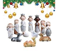 Figurines de crèche de Noël - Décoration religieuse de la naissance de Jésus - Statue miniature de la Sainte Famille - pour table, bureau, étagère, bibliothèque
