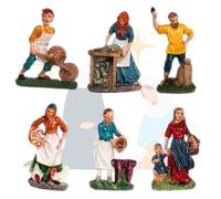 Figurines de crèche de Noël - Lot de 6 bergères 13 cm - Village pour naissances de Noël