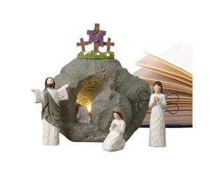 Figurines de crèche de Pâques - Crèche de Passion Peinte à la Main, 12 pièces, scène de résurrection détaillée, polyrésine de Haute qualité | Décoration de Pâques chrétienne avec Une Signification