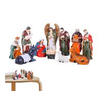 Figurines De Crèche En Résine, Figurines De Crèche 11 Pièces Statue De Crèche En Résine Décor De Crèche De Jésus Décoration De Statue De La Nativité Pour La Décoration D'une Bibliothèque De Bureau