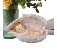Figurines de crèche - Petite statue décorative - Figurine bébé endormi dans des ailes d'ange en résine pour chevet, bureau, table de chevet, rebord de fenêtre, bibliothèque, bibliothèque