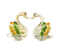 Figurines de cygne en cristal qui apportent de la beauté à votre espace de vie tout en célébrant l'amour (vert jaune)