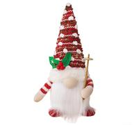 Figurines de décoration de nain de Noël faites à la main avec savoir-faire textile et design lumineux pour les vacances et une utilisation saisonnière à la maison (rouge)