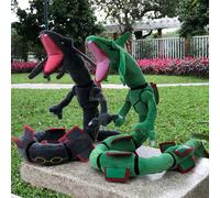 Figurines de dessin animé Pokemon Dragon, 2 Styles, 78CM, Mega Rayquaza, vert et noir brillant, poupée douce en peluche 2 pièces Rayquaza