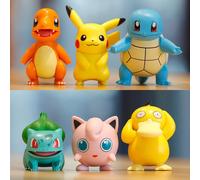 Figurines de dessin animé Pokemon, jouets Pikachu, modèle Charmander, Psycanard, écureuil, Jigglypuff, Bulbasaur, poupées de collection Kawaii, cadeau pour enfants Un ensemble de 6 pièces