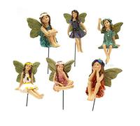 Figurines de Fées Miniatures, 6 Résine Fée Des Fleurs Statue, Fleur Pixie Fée Miniatures Sculpture Statue Jardin, Mini Figurine Décor Végétal, Pour Jardin Extérieurs ou Décoration Gâteau Anniversaire