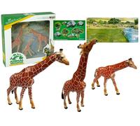 Figurines de girafes Famille pédagogique 3 pièces + fond Afrique