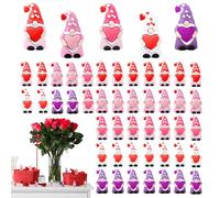 Figurines de gnomes de la Saint-Valentin - Construction en caoutchouc, petites statues mignonnes, design de cœur d'amour, affichage miniature mignon | Fête de mariage, étagère à la maison, plateau de
