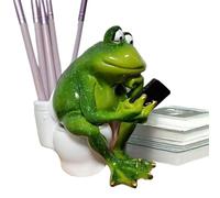 Figurines de Grenouille Amusantes, Sculpture de Collection pour Salle de Bain, Figurine Résine Grenouille aux Toilettes, Sculpture Décorative pour Salon Salle de Bain Jardin