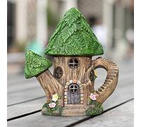 Figurines de Jardin House State Garden Fairy Fairy, Arnement de résine imperméable pour la résine pour la pelouse de Cour (Couleur: Rose), théière + 8 Pouces