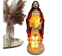 Figurines De Jésus,20 cm avec Éclairage LED, Sacré et Chrétien | Figurines De Collection Jésus Tenant Une,pour Jardin, Porche, Maison, Chambre, Salon, Bureau, École, Ferme, Fête et