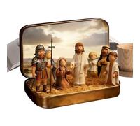Figurines de Jésus à collectionner - Boîte en fer blanc de dessin animé, décoration de bureau de Pâques, ornement religieux amusant | Maison, chambre à coucher, tables, étagères, bureau, école, fermes