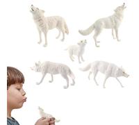 Figurines De Jouets De Loup - 5 Figurines Réalistes D'animaux De Loup Arctique, Kit De Modèle De Faune Blanc Uni, Ornements Visuels Imperméables De Taille Compacte, Accessoires De Paysage Miniatures D