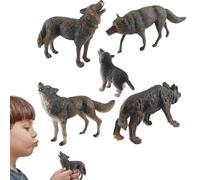 Figurines De Jouets De Loup - 5 Figurines Réalistes D'animaux De Loup Arctique, Kit De Modèle De Faune Blanc Uni, Ornements Visuels Imperméables De Taille Compacte, Accessoires De Paysage Miniatures D