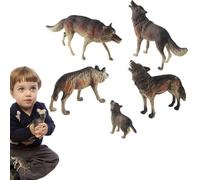 Figurines De Jouets De Loup - 5 Figurines Réalistes D'animaux De Loup Arctique, Kit De Modèle De Faune Blanc Uni, Ornements Visuels Imperméables De Taille Compacte, Accessoires De Paysage Miniatures D