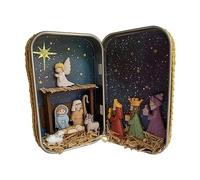 Figurines de la Nativité en Résine | Ensemble de Crèche Noël | Crèche dans une Boîte | Ornement Boîte de la Nativité Noël