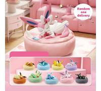 Figurines de la série Langbowang Pokémon Eevee Evolution Sleeping Posture, texture en résine douce, boîte surprise version Q, figurines décoratives mignonnes, adaptées aux tables de chevet/bureaux, pl