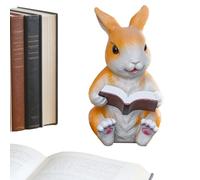 Figurines de lapin - Animal mignon en résine peint à la main - Statue de lapin en lecture - pour bibliothèque, table de chevet, bureau, rebord de fenêtre, salle d'étude, chambre à coucher