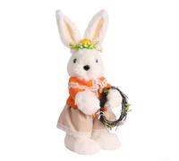 Figurines de lapin de Pâques en peluche - 11-12 cm - Décoration de Pâques - Sculpture douce debout pour enfants et familles (B)