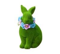 Figurines De Lapin - Figurine De Lapin | Décorations 3 D En Résine Verte Portant Une Couronne Florale - Décoration De Jardin En Forme De De Pâques Pour Cour, Jardin, Pelouse, Porche, Porte, Tabl