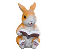 Figurines de lapin - Sculpture mignonne peinte à la main - Statue d'animal assis pour bibliothèque, table de chevet, bureau, rebord de fenêtre, chambre à coucher, salle d'étude