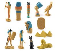 Figurines de L'Égypte Ancienne, Ornements Miniatures 12 Pièces Ensemble de Figurines de la Déesse du Dieu égyptien de L'Égypte Antique Ensemble de Statues Miniatures en PVC (BL-1136 Égypte ancienne)