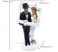 Figurines de mariage - Unique - Couple mariés - Résine - Photobooth - 18 cm