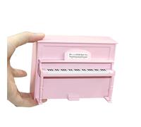 Figurines De Mini Saxophones Accessoires Miniatures Mini Piano Classique en Bois Modèle D'instrument De Musique Simulation Décoration(Pink Set)