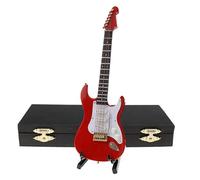 Figurines De Mini Saxophones Mini Guitare électrique Miniature en Bois Instrument de Musique décoratif(Red,18cm)