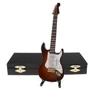 Figurines De Mini Saxophones Mini Guitare électrique Miniature en Bois Instrument de Musique décoratif(Brown,24cm)