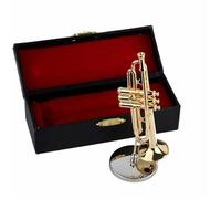 Figurines De Mini Saxophones Trompette Miniature avec Support Ornement Dinstrument De Musique en Cuivre Plaqué Or(9cm)