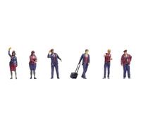 Figurines de modélisme ferroviaire - NOCH - Impression 3D - Lot de 6 figurines - Uniforme bleu foncé et rouge