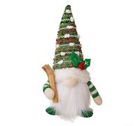 Figurines de nain de Noël fabriquées avec des textiles avec corps lumineux pour une décoration de vacances unique et une ambiance festive (vert)
