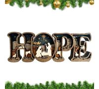 Figurines de Noël : lampe à lettres HOPE en bois 3D, décoration de Noël religieuse, pour église, vacances, anniversaire, fête, bureau, maison, chambre, bureau, chambre à coucher, dortoir