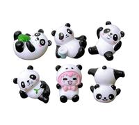 Figurines de Panda miniatures ornements 6 pièces statues d ' animaux pour décorations de gâteau de fête d ' anniversaire et décors de tableau de bord de voiture Figurine de Panda