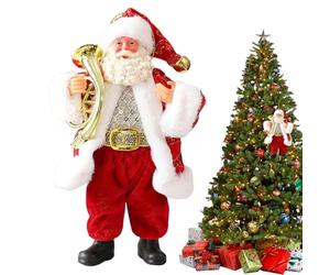Figurines de Père Noël | Statuette de 17 Centimètres | Décoration de Table Saint Nicolas Tenant des Instruments,pour Mur Arbre Étagère Table Intérieur Jardin Bureau