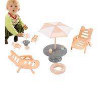 Figurines de Plage Miniatures, Maison de Miniature - Jolie Table Centrale Parapluie Chaise - Accessoires de Maison de Polyvalents Figurines Actives pour l'intérieur et l'extérieur