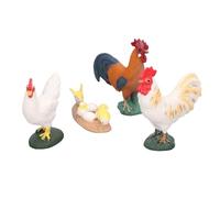Figurines de Poulet de Ferme, Coq, Poule, Poussins, Ensemble de Jouets pour Fête de Pâques, 4 Pièces, Décorations Simulées pour Les Amateurs d'animaux de la Ferme, Matière Plastique Souple