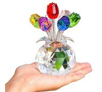 Figurines de rose en cristal colorées, fleur rose, maman, épouse, grand-mère, figurines de fleurs en verre, ornement de collection en cristal