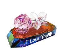 Figurines de rose en cristal multicolores avec inscription « I Love You » pour elle romantique, anniversaire, fête de mariage, cadeaux d'anniversaire pour épouse, petite amie, Saint-Valentin