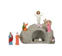 Figurines de scène de résurrections lumineuses à LED pour décoration de table d'intérieur Figurines religieuses de Pâques Figurines de résurrection