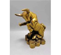 Figurines de Sculpture Debout sur des pièces d'or - Statue de bœuf - Figurine de bœuf en Bronze - Décoration d'intérieur - Sculpture Feng Shui - en Bronze coulé à Froid de qualité supérieure -