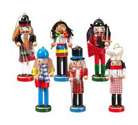 Figurines de soldat des fêtes - Ensemble casse-noisette rétro, artisanat en bois vintage, statues artistiques, pièces d'ornement élégantes, thème festival coloré | Décoration parfaite pour cheminée