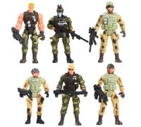 Figurines de Soldat Militaires en Plastique, Lot de 6 Pièces | Détails Soignés, Finition Camouflage Mate, Bords Lisses sans Bavure Style Aléatoire