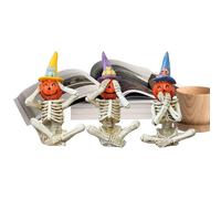 Figurines de squelette pour Halloween - Ensemble de modèles squelette et citrouille en résine de style sombre - Décoration de table d'horreur, voir entendre parler sans mal mal pour salon, maison