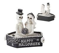 Figurines de squelette - Statue de squelette | Statue de couple de crânes | Figurine d'Halloween en forme de crâne de cercueil | Sculpture en résine de collection gothique décorations d'Halloween